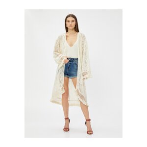 Koton Lace Cardigan with Tassels Relax Fit