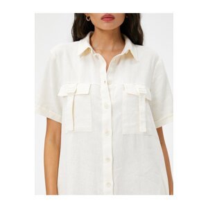 Koton Linen Blended Shirt Dress With Pocket