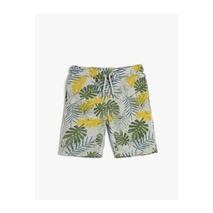 Koton Shorts with a Floral Pattern, Pocket and Tie Waist.