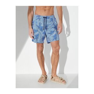 Koton Marine Shorts with Multicolored Abstract Print Tie Waist, Pocket