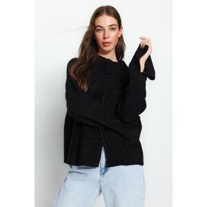 Trendyol Black Super Wide Fit Silvery Knitwear Sweater