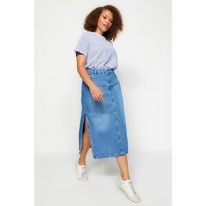 Trendyol Curve Blue Slit Denim Skirt