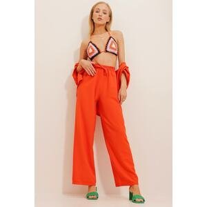 Trend Alaçatı Stili Women's Orange Elastic Waist Comfort Fit Aerobin Trousers