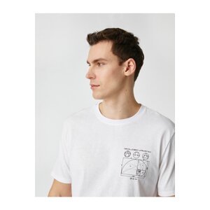 Koton Crew Neck T-shirt with Geometric Print Detailed, Short Sleeves.