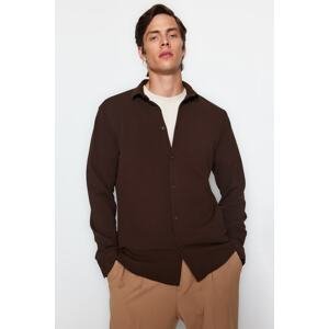 Trendyol Brown Men's Slim Fit Knitted Shirt