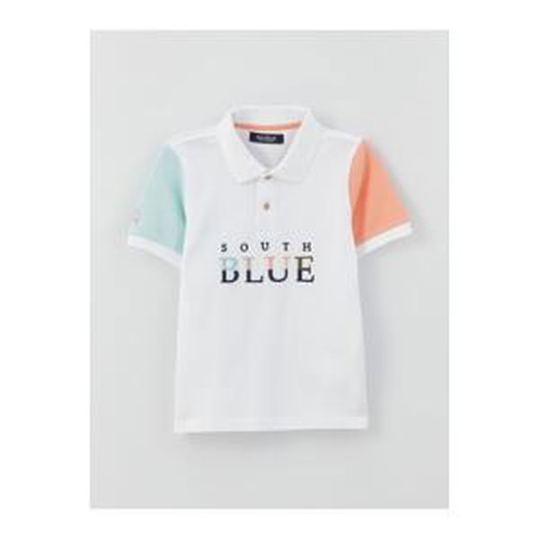 LC Waikiki Polo Collar, Embroidered Short Sleeve Boys' T-Shirt