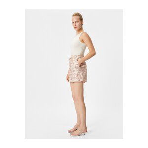 Koton Lace Waist Shorts Floral Viscose Pocket