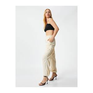 Koton Parachute Pants with Elastic Waist Stopper Detail Pocket.