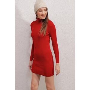 Bigdart 15797 Turtleneck Knitwear Dress - Red