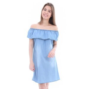Bigdart 1481 Off Shoulder Denim Dress - Light Blue