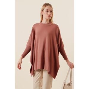 Bigdart 15783 Slit Poncho Sweater - Pale Pink
