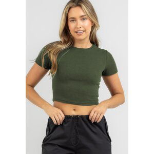 Madmext Khaki Basic Crop Women's T-Shirt