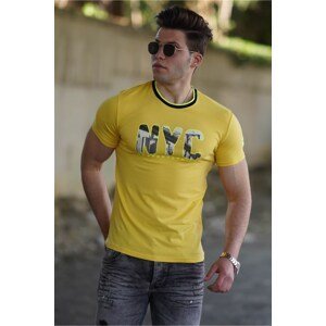 Madmext Men's Yellow Printed T-Shirt 4606