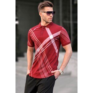Madmext Burgundy Patterned Polo Neck Men's T-Shirt 6079
