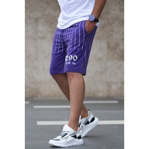 Madmext Striped Printed Daily Purple Shorts 2909