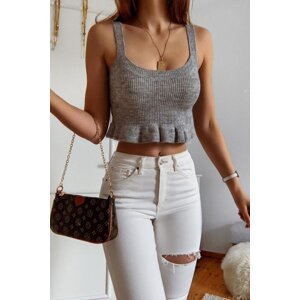 Madmext Mad Girls Gray Knitwear Blouse