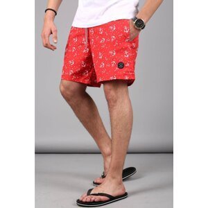 Madmext Anchor Patterned Red Men's Beach Shorts 6366