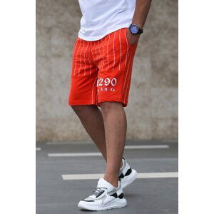 Madmext Striped Printed Daily Orange Shorts 2909