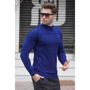 Madmext Indigo Color Turtleneck Knitwear Sweater 5784