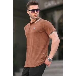 Madmext Men's Brown Basic Regular Fit Polo Neck T-Shirt 6100