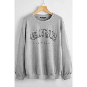 Madmext Mad Girls Gray Printed Oversize Women's Sweatshirt Mg780