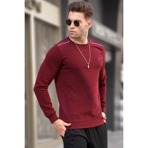 Madmext Burgundy Patterned Crew Neck Knitwear Sweater 5968