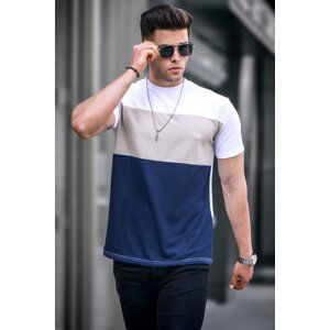 Madmext Men's Color Block White T-Shirt 5826