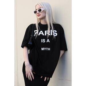 Madmext Women's Black Paris Printed T-Shirt