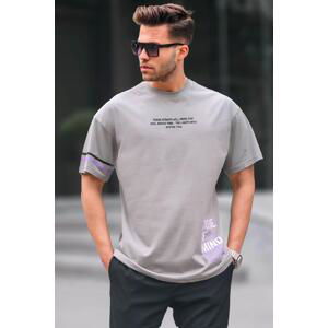 Madmext Men's Dyed Gray Regular Fit Printed T-Shirt 6087