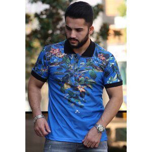 Madmext Sax Flower Detailed Polo T-Shirt 2885