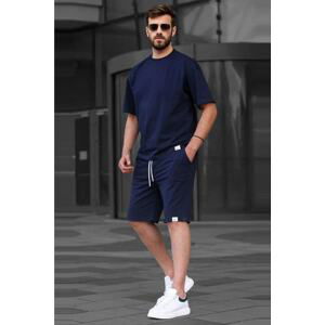 Madmext Navy Blue Basic Men's Short Set 6377