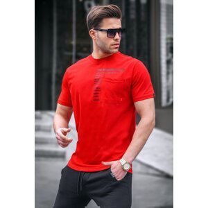 Madmext Men's Red Pocket Printed T-Shirt 5861