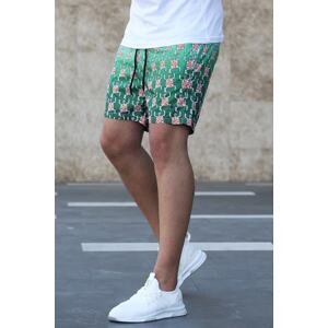 Madmext Turtle Patterned Beach Green Shorts 2372