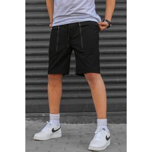 Madmext Black Basic Men's Capri Shorts with Pockets