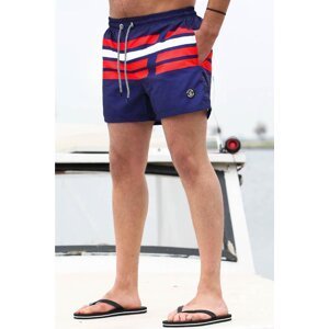 Madmext Navy Blue Striped Men's Swim Shorts 6363