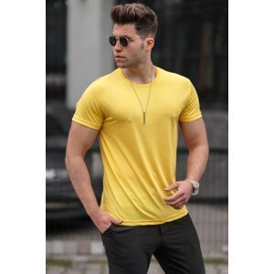 Madmext Crew Neck Basic T-Shirt Yellow 3006