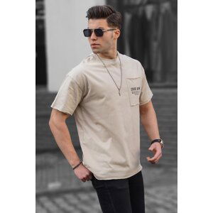 Madmext Men's Beige Printed Oversize T-Shirt