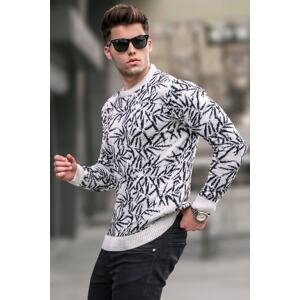 Madmext Stone Color Patterned Crew Neck Knitwear Sweater 5767