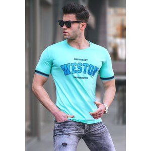 Madmext Men's Printed Mint Green T-Shirt 4593