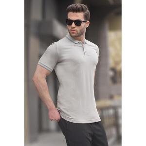 Madmext Men's Dyed Gray Regular Fit Polo Neck T-Shirt 6105