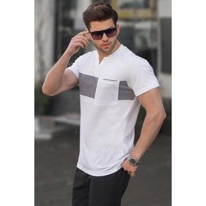 Madmext Men's White Pocket Detailed Regular Fit T-Shirt 6094