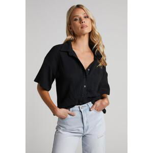 Madmext Black Muslin Fabric Basic Women's Shirt