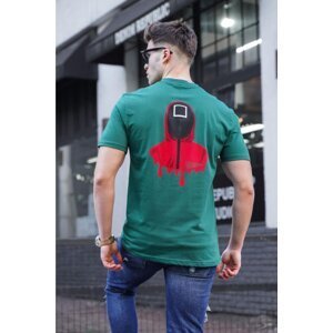 Madmext Men's Printed Dark Green T-Shirt 5384
