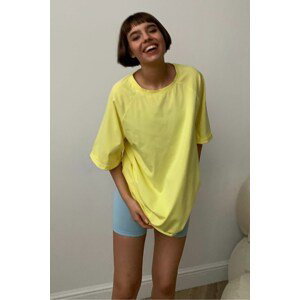 Madmext Women's Yellow Oversize Basic T-Shirt