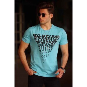 Madmext Men's Printed Turquoise T-Shirt 4471