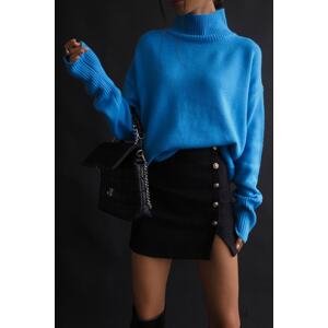 Madmext Mad Girls Blue Turtleneck Sweater