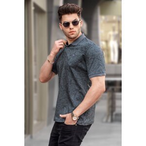 Madmext Smoked Patterned Polo Neck T-Shirt 5876