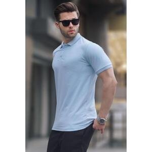Madmext Men's Blue Regular Fit Polo Neck T-Shirt 6105