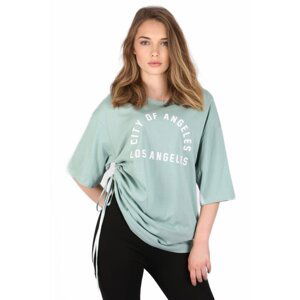 Madmext Mad Girls Almond Green Gathered T-Shirt