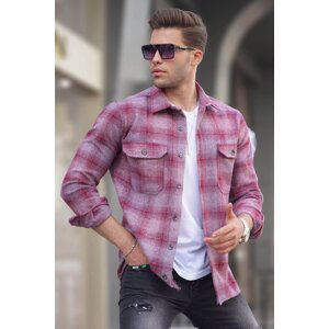 Madmext Burgundy Pocket Lumberjack Shirt 5527